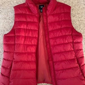 Red puff vest